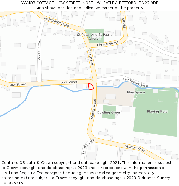 MANOR COTTAGE, LOW STREET, NORTH WHEATLEY, RETFORD, DN22 9DR: Location map and indicative extent of plot