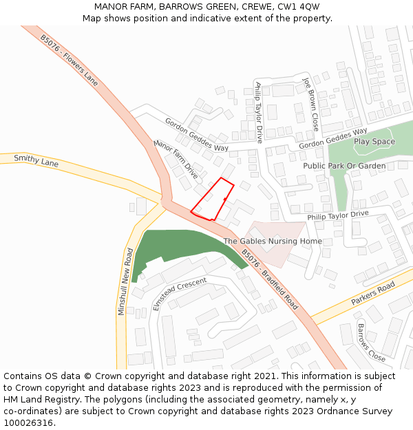 MANOR FARM, BARROWS GREEN, CREWE, CW1 4QW: Location map and indicative extent of plot