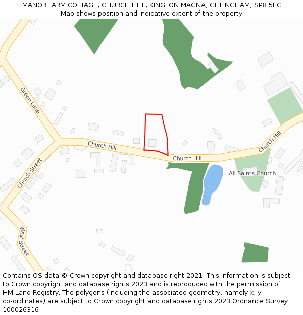 MANOR FARM COTTAGE, CHURCH HILL, KINGTON MAGNA, GILLINGHAM, SP8 5EG: Location map and indicative extent of plot