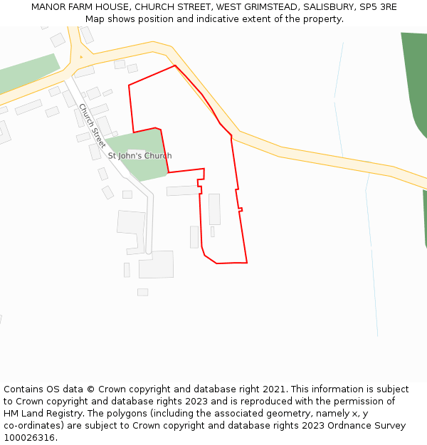 MANOR FARM HOUSE, CHURCH STREET, WEST GRIMSTEAD, SALISBURY, SP5 3RE: Location map and indicative extent of plot