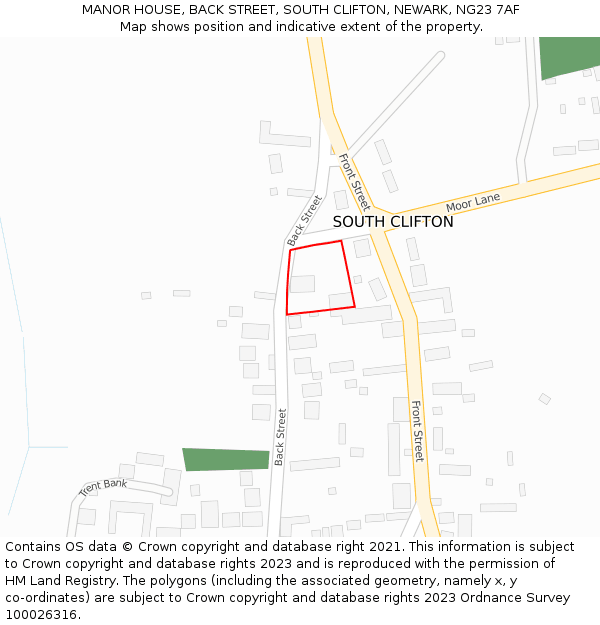 MANOR HOUSE, BACK STREET, SOUTH CLIFTON, NEWARK, NG23 7AF: Location map and indicative extent of plot
