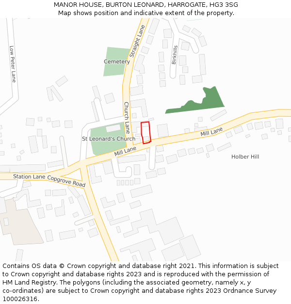 MANOR HOUSE, BURTON LEONARD, HARROGATE, HG3 3SG: Location map and indicative extent of plot