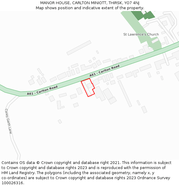 MANOR HOUSE, CARLTON MINIOTT, THIRSK, YO7 4NJ: Location map and indicative extent of plot