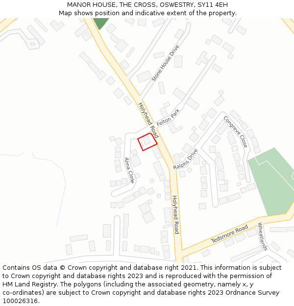 MANOR HOUSE, THE CROSS, OSWESTRY, SY11 4EH: Location map and indicative extent of plot
