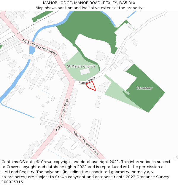 MANOR LODGE, MANOR ROAD, BEXLEY, DA5 3LX: Location map and indicative extent of plot