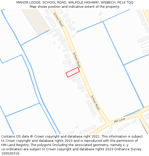 MANOR LODGE, SCHOOL ROAD, WALPOLE HIGHWAY, WISBECH, PE14 7QQ: Location map and indicative extent of plot