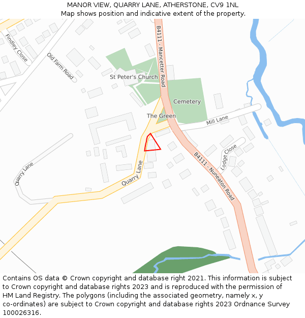 MANOR VIEW, QUARRY LANE, ATHERSTONE, CV9 1NL: Location map and indicative extent of plot