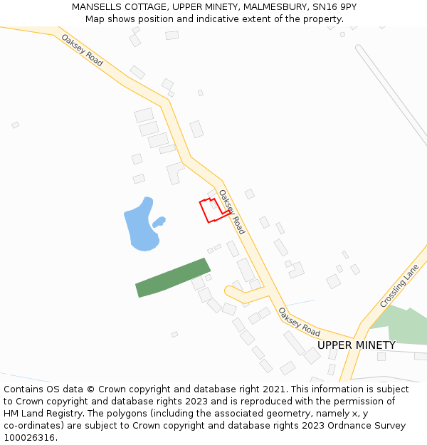 MANSELLS COTTAGE, UPPER MINETY, MALMESBURY, SN16 9PY: Location map and indicative extent of plot