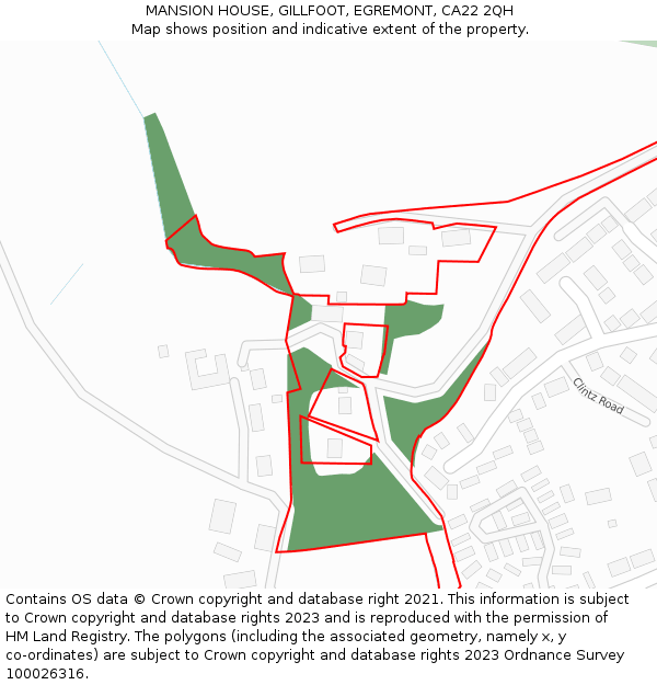 MANSION HOUSE, GILLFOOT, EGREMONT, CA22 2QH: Location map and indicative extent of plot