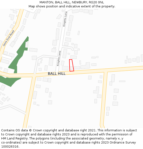 MANTON, BALL HILL, NEWBURY, RG20 0NL: Location map and indicative extent of plot