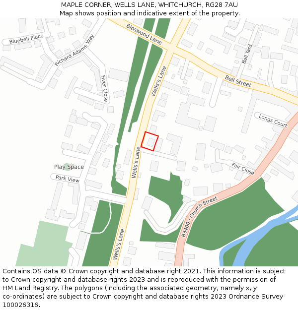 MAPLE CORNER, WELLS LANE, WHITCHURCH, RG28 7AU: Location map and indicative extent of plot