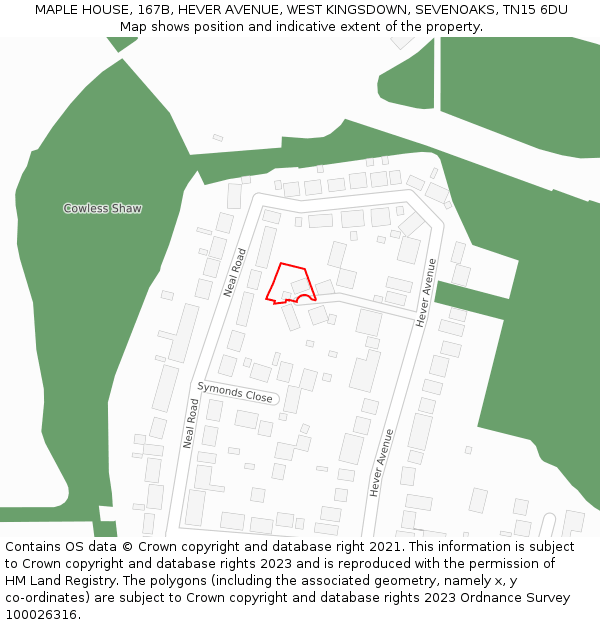 MAPLE HOUSE, 167B, HEVER AVENUE, WEST KINGSDOWN, SEVENOAKS, TN15 6DU: Location map and indicative extent of plot