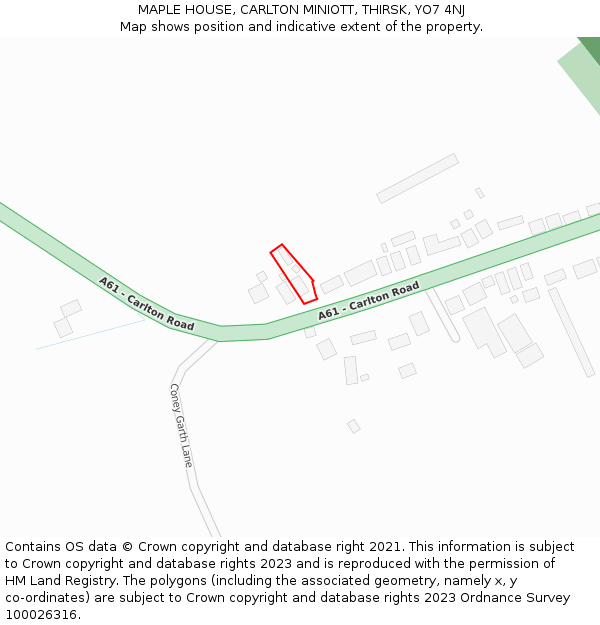 MAPLE HOUSE, CARLTON MINIOTT, THIRSK, YO7 4NJ: Location map and indicative extent of plot