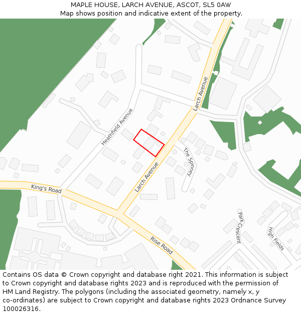 MAPLE HOUSE, LARCH AVENUE, ASCOT, SL5 0AW: Location map and indicative extent of plot