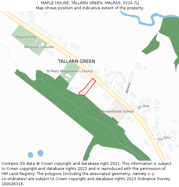 MAPLE HOUSE, TALLARN GREEN, MALPAS, SY14 7LJ: Location map and indicative extent of plot