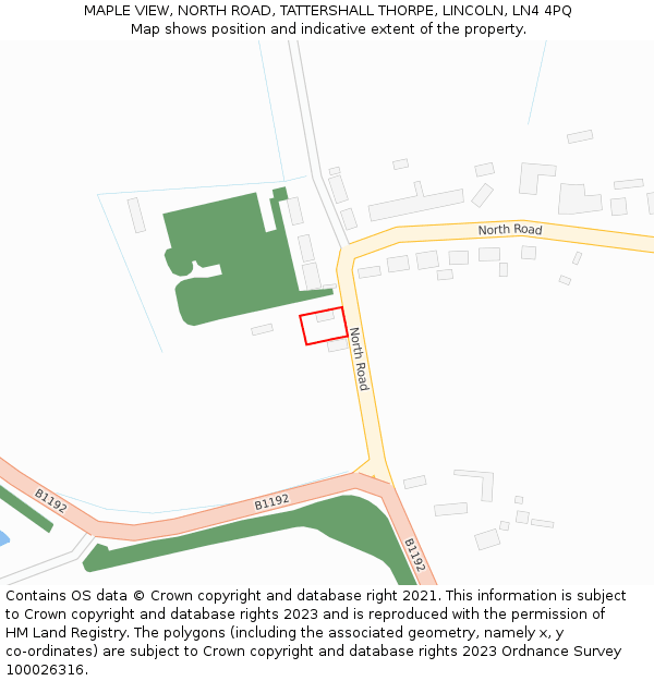 MAPLE VIEW, NORTH ROAD, TATTERSHALL THORPE, LINCOLN, LN4 4PQ: Location map and indicative extent of plot