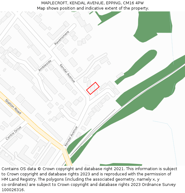 MAPLECROFT, KENDAL AVENUE, EPPING, CM16 4PW: Location map and indicative extent of plot