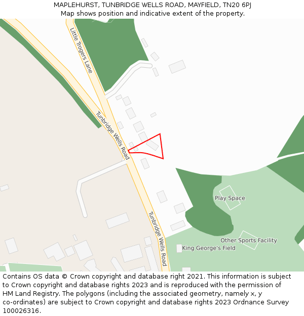 MAPLEHURST, TUNBRIDGE WELLS ROAD, MAYFIELD, TN20 6PJ: Location map and indicative extent of plot