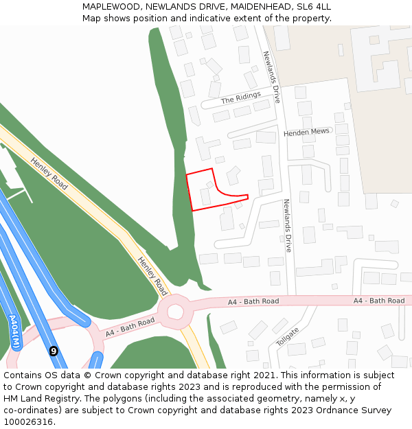 MAPLEWOOD, NEWLANDS DRIVE, MAIDENHEAD, SL6 4LL: Location map and indicative extent of plot