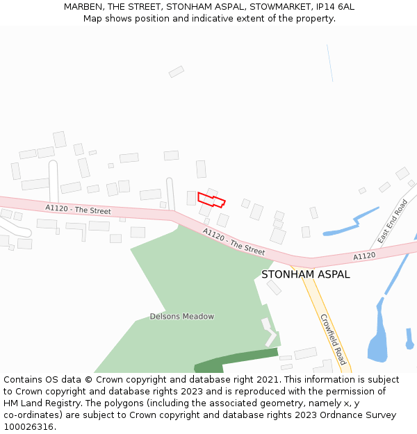 MARBEN, THE STREET, STONHAM ASPAL, STOWMARKET, IP14 6AL: Location map and indicative extent of plot
