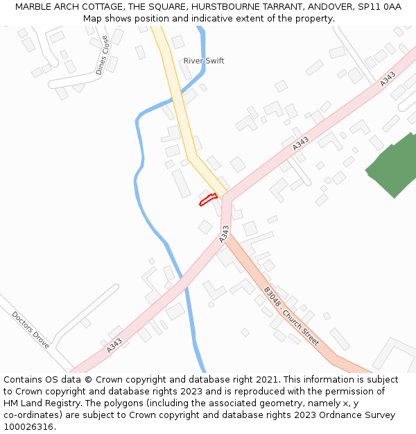 MARBLE ARCH COTTAGE, THE SQUARE, HURSTBOURNE TARRANT, ANDOVER, SP11 0AA: Location map and indicative extent of plot