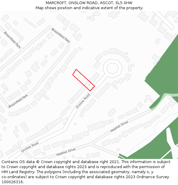 MARCROFT, ONSLOW ROAD, ASCOT, SL5 0HW: Location map and indicative extent of plot