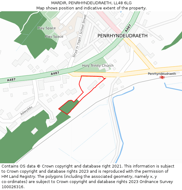 MARDIR, PENRHYNDEUDRAETH, LL48 6LG: Location map and indicative extent of plot