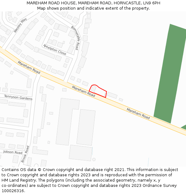 MAREHAM ROAD HOUSE, MAREHAM ROAD, HORNCASTLE, LN9 6PH: Location map and indicative extent of plot