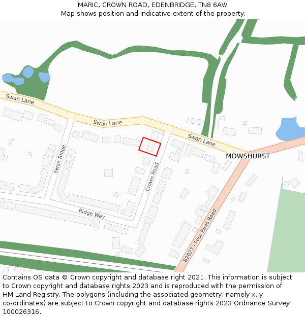 MARIC, CROWN ROAD, EDENBRIDGE, TN8 6AW: Location map and indicative extent of plot