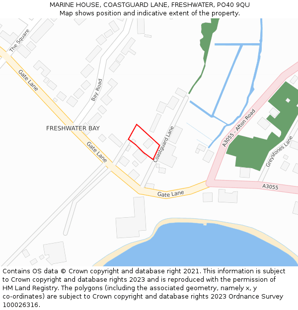 MARINE HOUSE, COASTGUARD LANE, FRESHWATER, PO40 9QU: Location map and indicative extent of plot