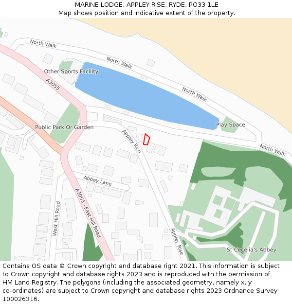 MARINE LODGE, APPLEY RISE, RYDE, PO33 1LE: Location map and indicative extent of plot