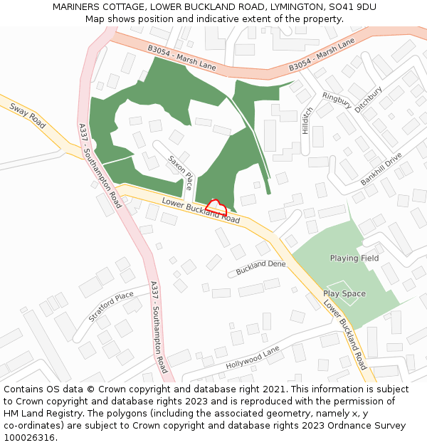 MARINERS COTTAGE, LOWER BUCKLAND ROAD, LYMINGTON, SO41 9DU: Location map and indicative extent of plot