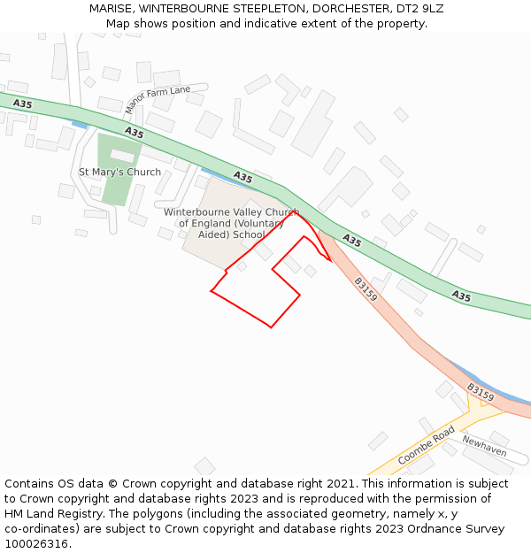 MARISE, WINTERBOURNE STEEPLETON, DORCHESTER, DT2 9LZ: Location map and indicative extent of plot