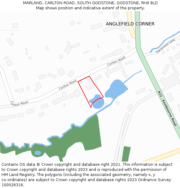 MARLAND, CARLTON ROAD, SOUTH GODSTONE, GODSTONE, RH9 8LD: Location map and indicative extent of plot