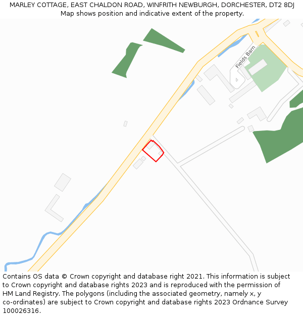 MARLEY COTTAGE, EAST CHALDON ROAD, WINFRITH NEWBURGH, DORCHESTER, DT2 8DJ: Location map and indicative extent of plot