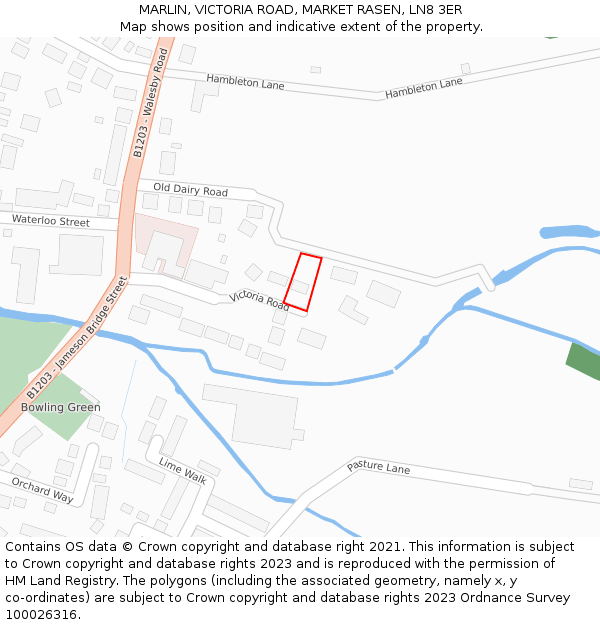 MARLIN, VICTORIA ROAD, MARKET RASEN, LN8 3ER: Location map and indicative extent of plot