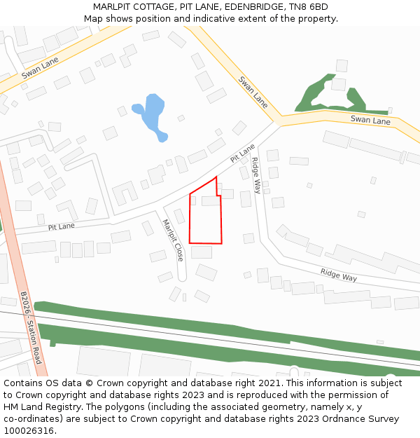 MARLPIT COTTAGE, PIT LANE, EDENBRIDGE, TN8 6BD: Location map and indicative extent of plot