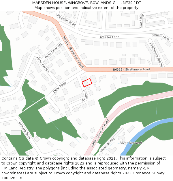 MARSDEN HOUSE, WINGROVE, ROWLANDS GILL, NE39 1DT: Location map and indicative extent of plot