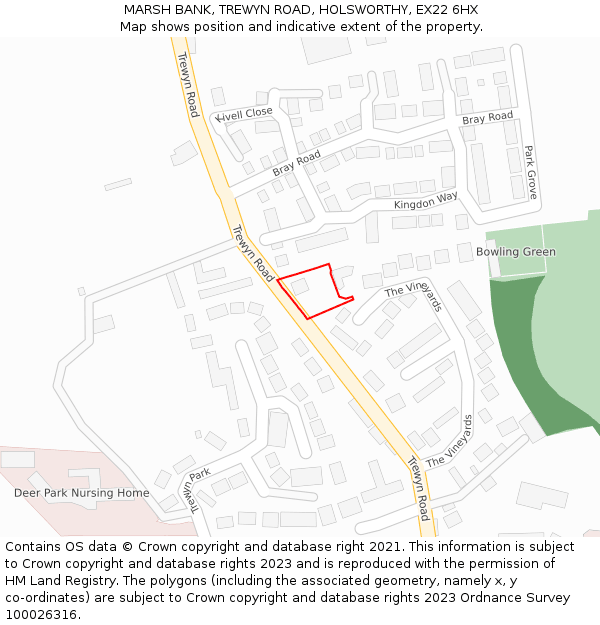 MARSH BANK, TREWYN ROAD, HOLSWORTHY, EX22 6HX: Location map and indicative extent of plot