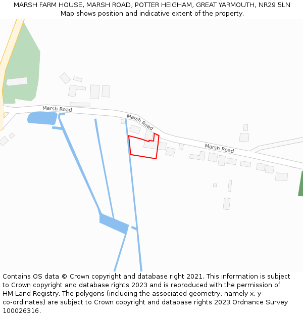 MARSH FARM HOUSE, MARSH ROAD, POTTER HEIGHAM, GREAT YARMOUTH, NR29 5LN: Location map and indicative extent of plot