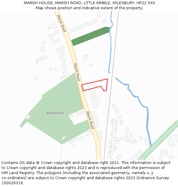 MARSH HOUSE, MARSH ROAD, LITTLE KIMBLE, AYLESBURY, HP22 5XS: Location map and indicative extent of plot