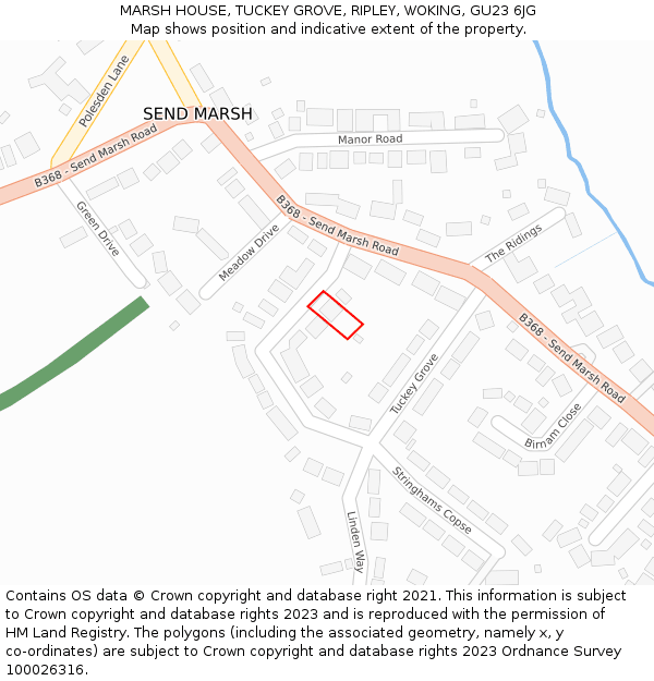 MARSH HOUSE, TUCKEY GROVE, RIPLEY, WOKING, GU23 6JG: Location map and indicative extent of plot