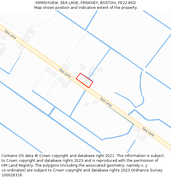 MARSHVIEW, SEA LANE, FRISKNEY, BOSTON, PE22 8SD: Location map and indicative extent of plot