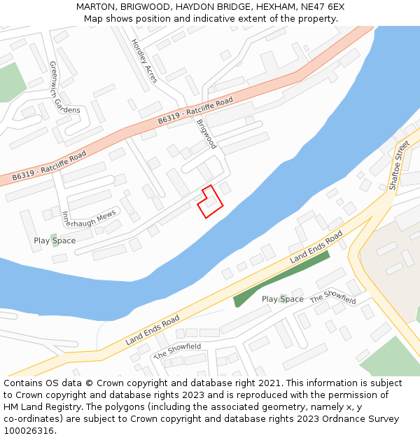 MARTON, BRIGWOOD, HAYDON BRIDGE, HEXHAM, NE47 6EX: Location map and indicative extent of plot