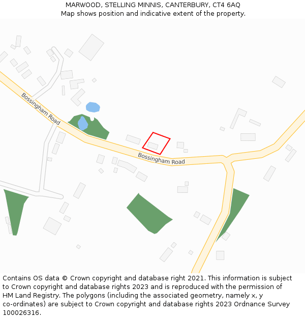 MARWOOD, STELLING MINNIS, CANTERBURY, CT4 6AQ: Location map and indicative extent of plot