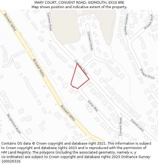MARY COURT, CONVENT ROAD, SIDMOUTH, EX10 8RE: Location map and indicative extent of plot