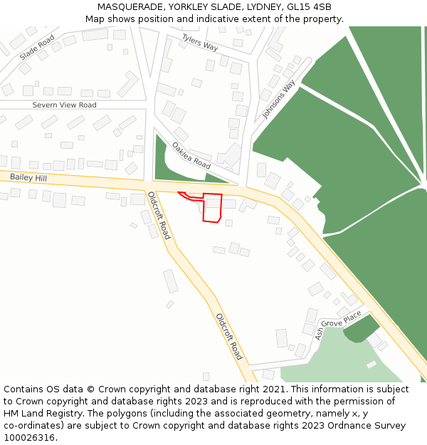 MASQUERADE, YORKLEY SLADE, LYDNEY, GL15 4SB: Location map and indicative extent of plot