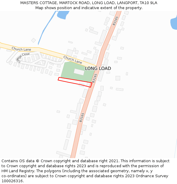 MASTERS COTTAGE, MARTOCK ROAD, LONG LOAD, LANGPORT, TA10 9LA: Location map and indicative extent of plot