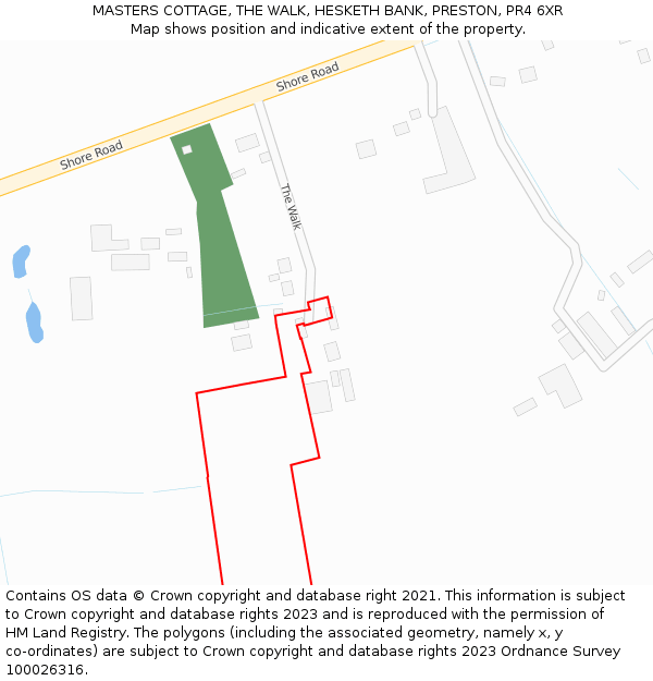 MASTERS COTTAGE, THE WALK, HESKETH BANK, PRESTON, PR4 6XR: Location map and indicative extent of plot