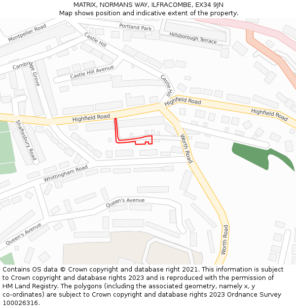 MATRIX, NORMANS WAY, ILFRACOMBE, EX34 9JN: Location map and indicative extent of plot